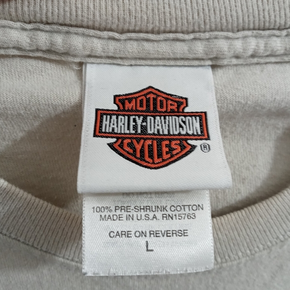 Harley Davidson Cream Lighthouse T-Shirt Large Graphic Double Sided Biker - Picture 4 of 7